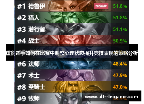重剑选手如何在比赛中调整心理状态提升竞技表现的策略分析